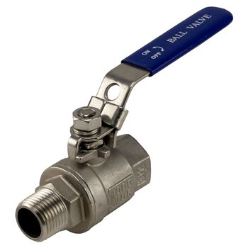 Stainless Steel Two-Piece Ball Valve 1/2" Male NPT